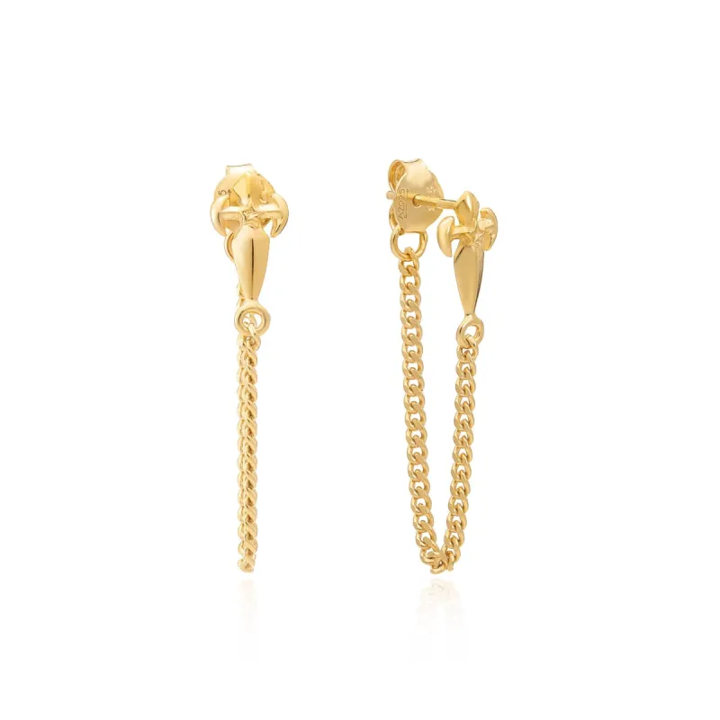 Gold Vermeil Dagger Chain Stud sold by Azuni London