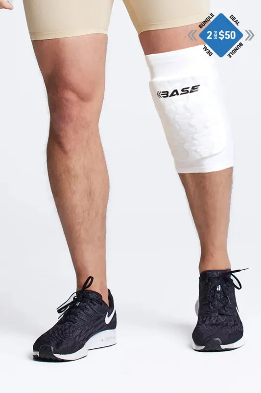 Court Padded Knee Guard (PAIR) - White sold by BASE Compression