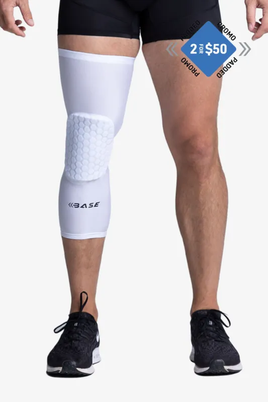 BASE Square Padded Knee Guard (Single) - White sold by BASE Compression
