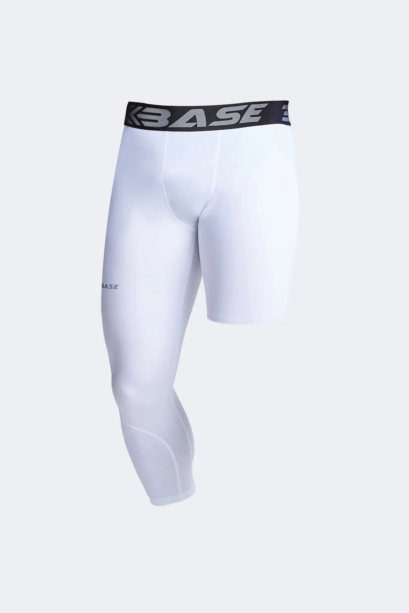 BASE Men's Adapted 3/4 Tights - White (Left leg short) sold by BASE Compression