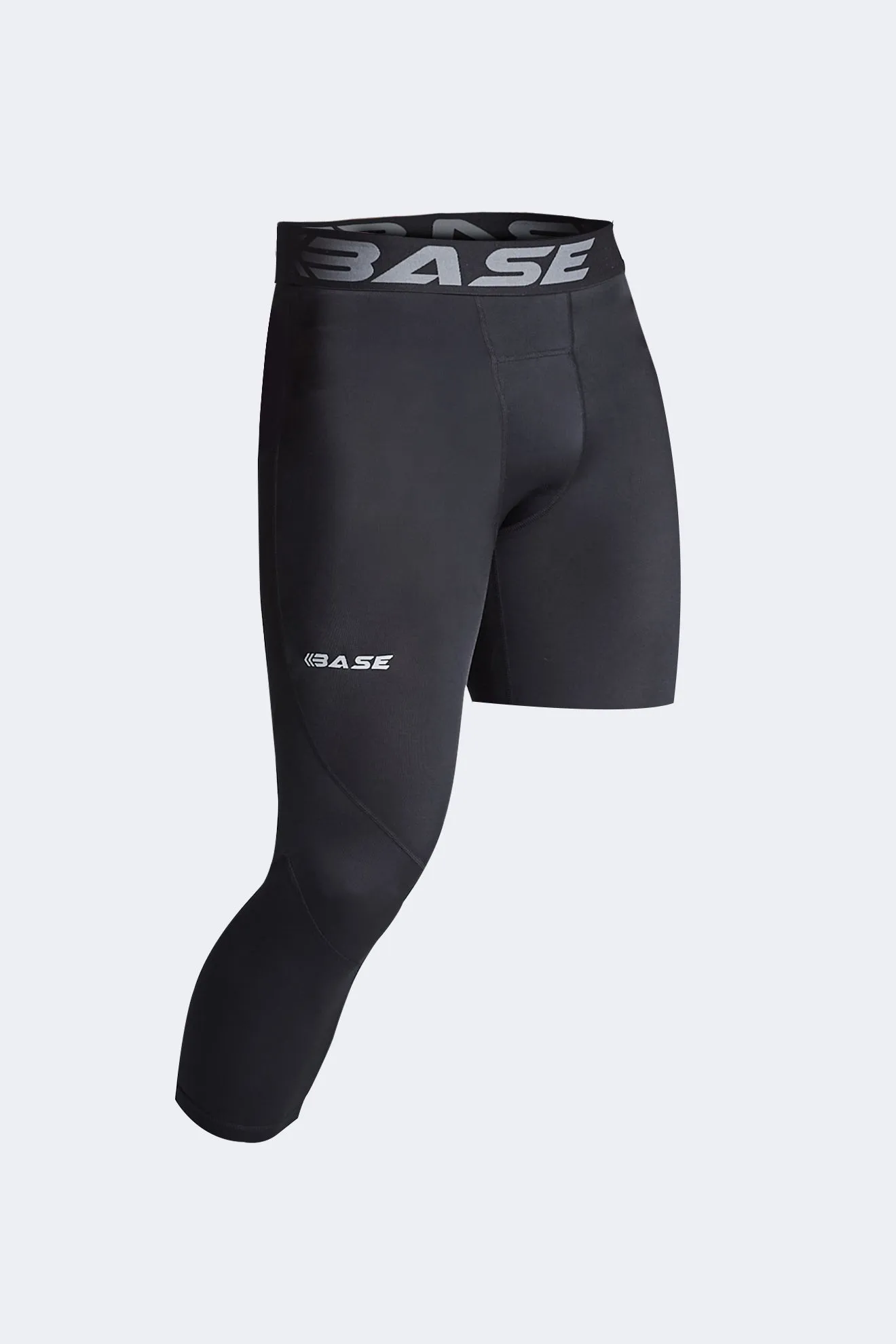 BASE Men's Adapted 3/4 Tights - Black (Left leg short) sold by BASE Compression