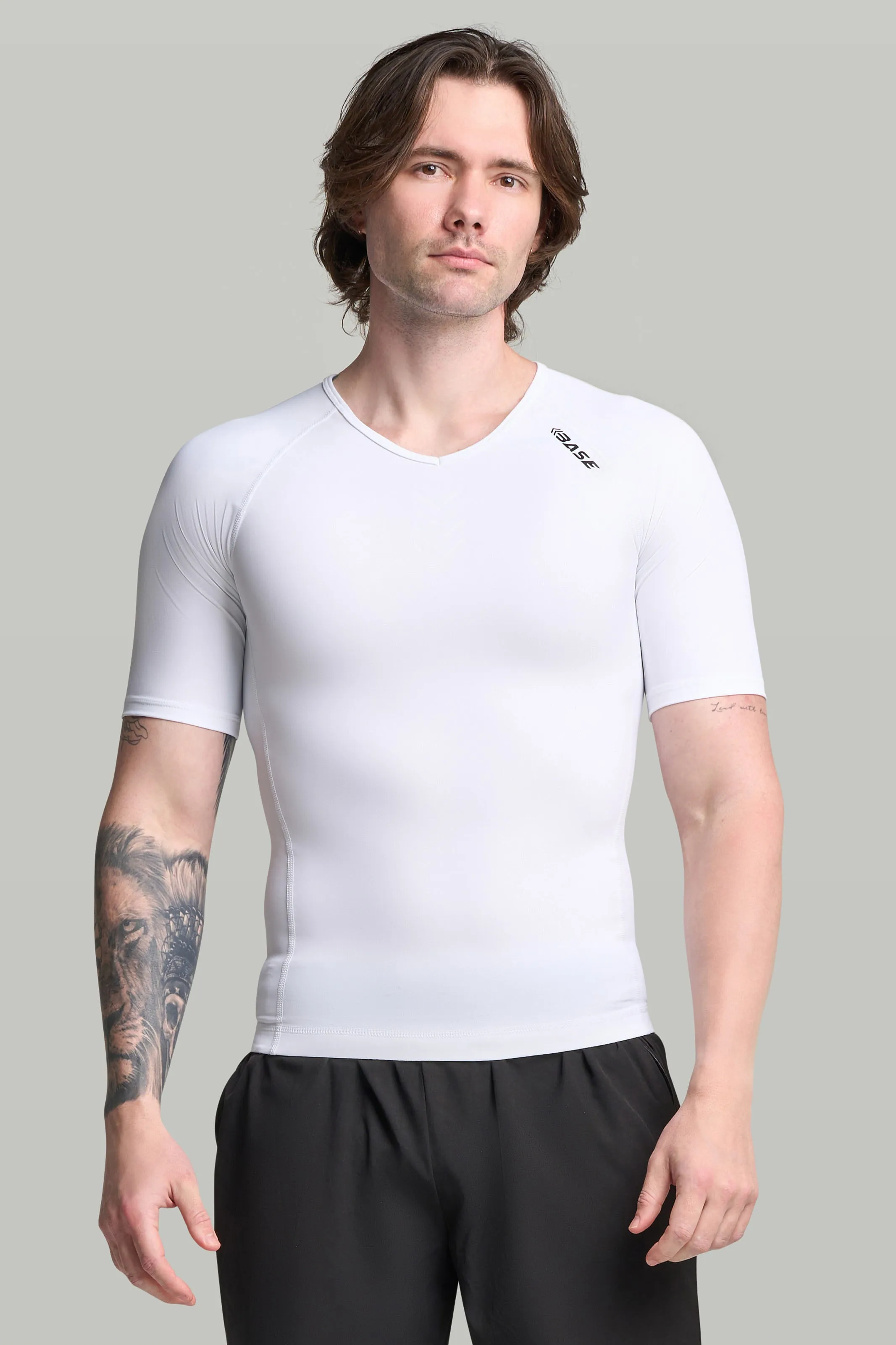 BASE Mens Short Sleeve Compression Tee - White sold by BASE Compression