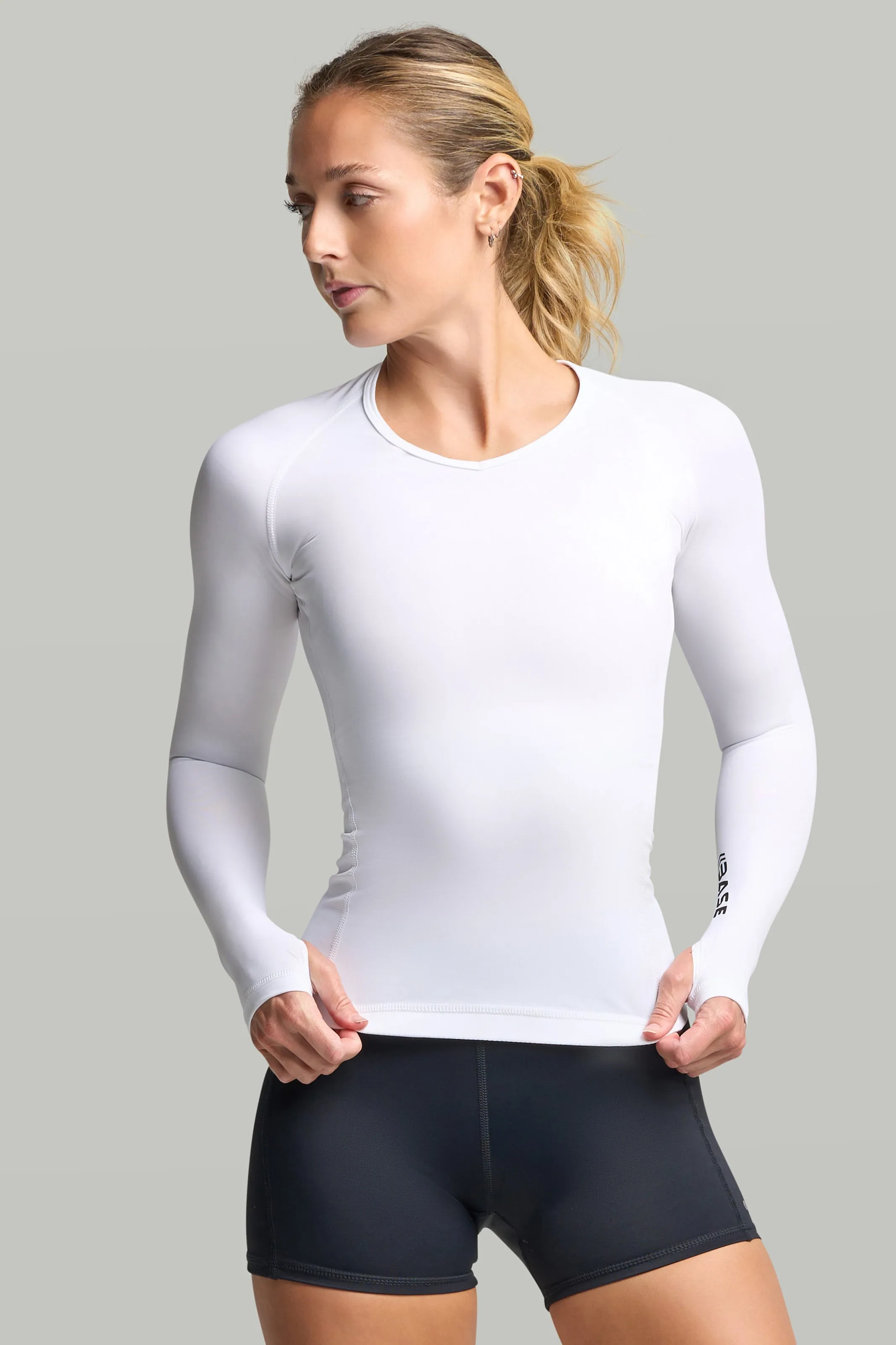 BASE Women's Endurance Long Sleeve Compression Tee - White sold by BASE Compression
