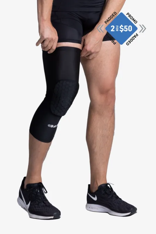 BASE Square Padded Knee Guard (Single) - Black sold by BASE Compression