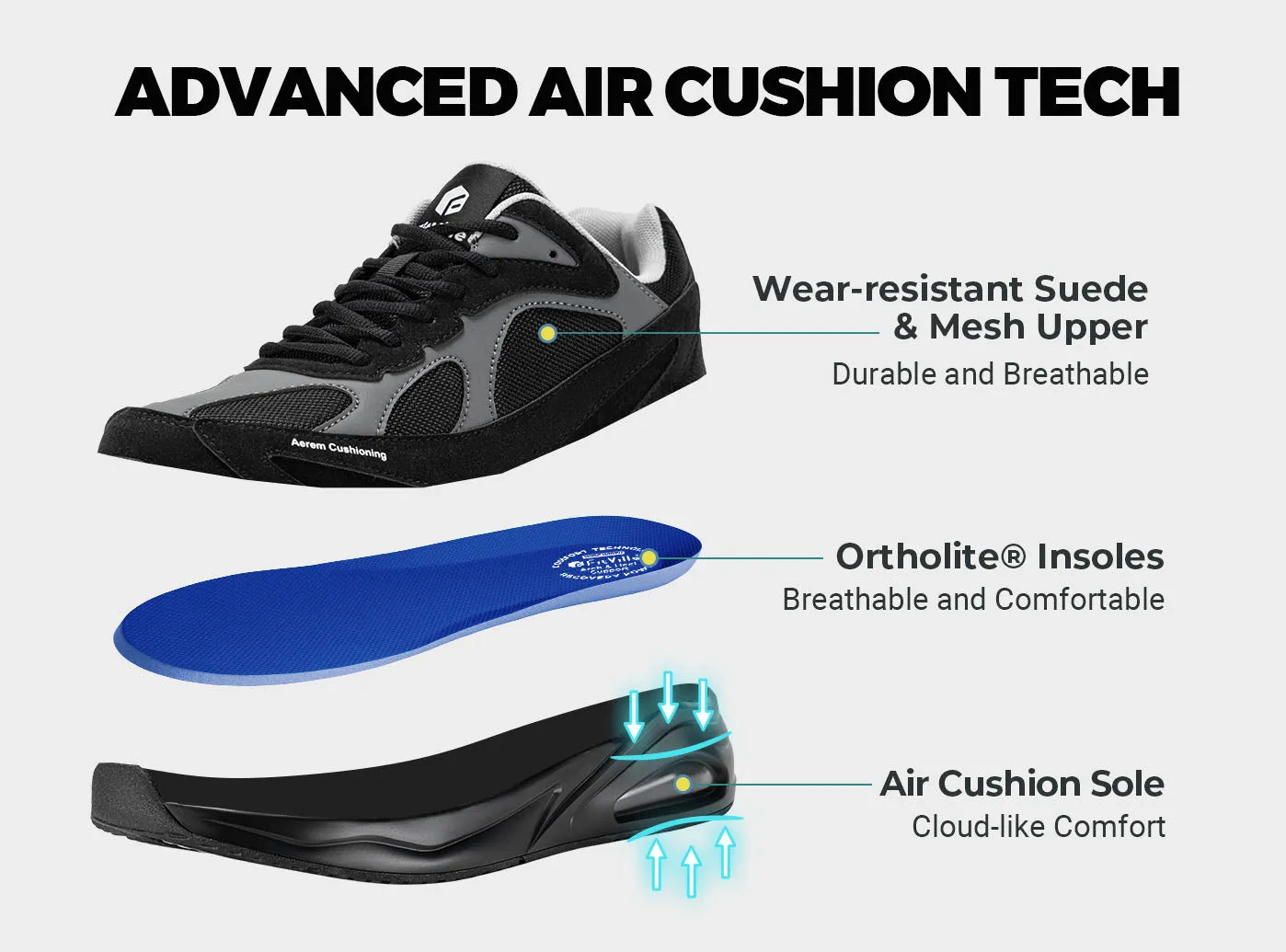 FitVille Men's HeelAero Walking Shoes V1 sold by FitVille product image thumbnail 4