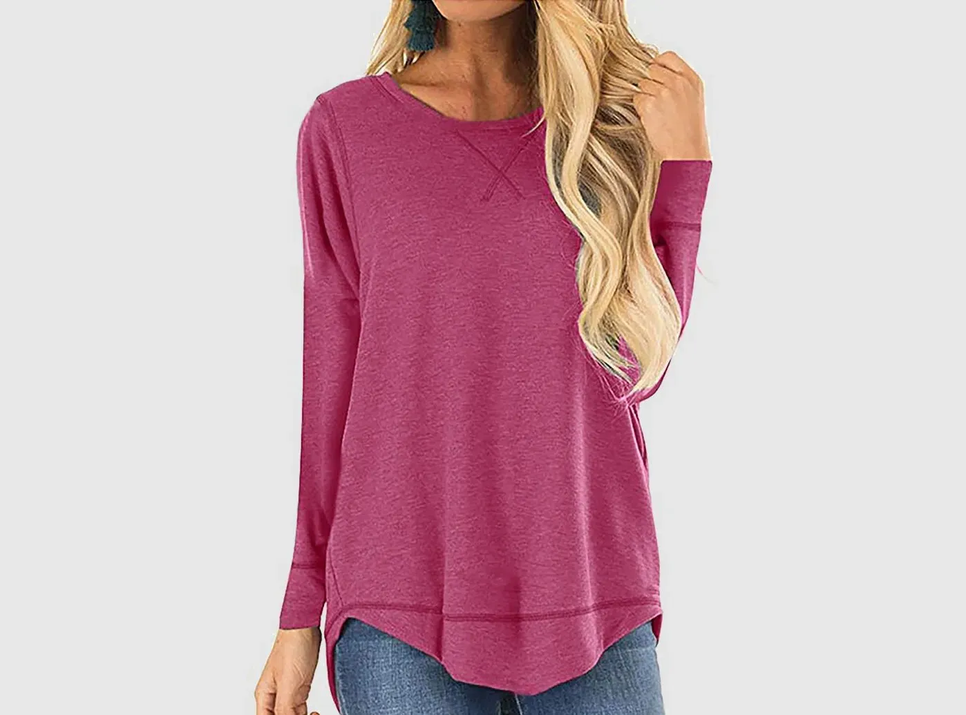 FitVille Women's Long-Sleeve Round Neck T-Shirt sold by FitVille product image thumbnail 2