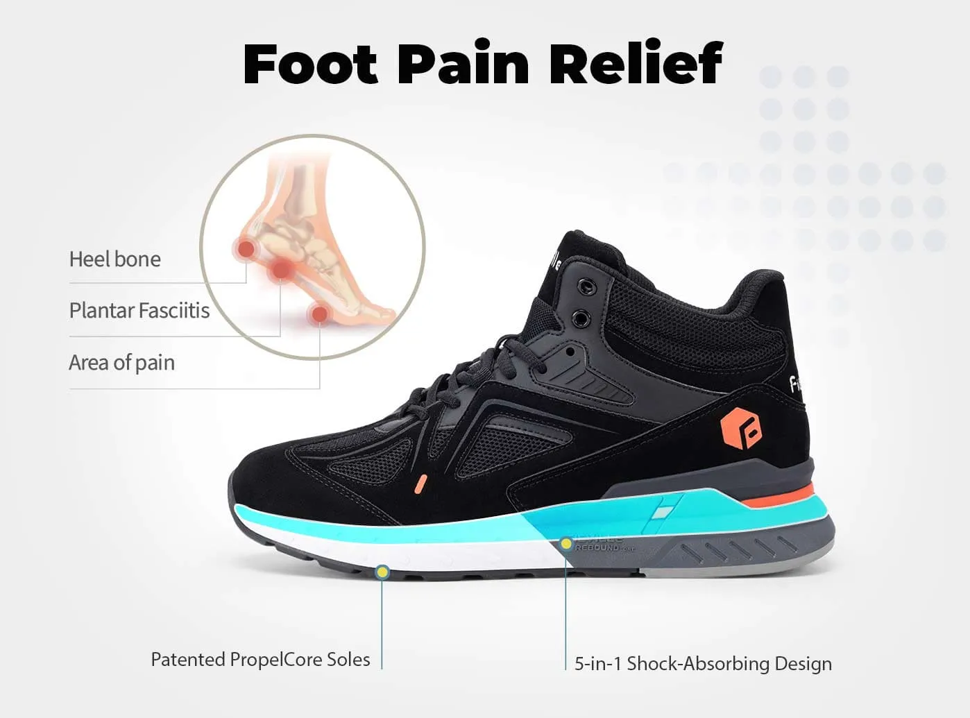 FitVille Men's High-top Rebound Core Walking Shoes V4 sold by FitVille product image thumbnail 4