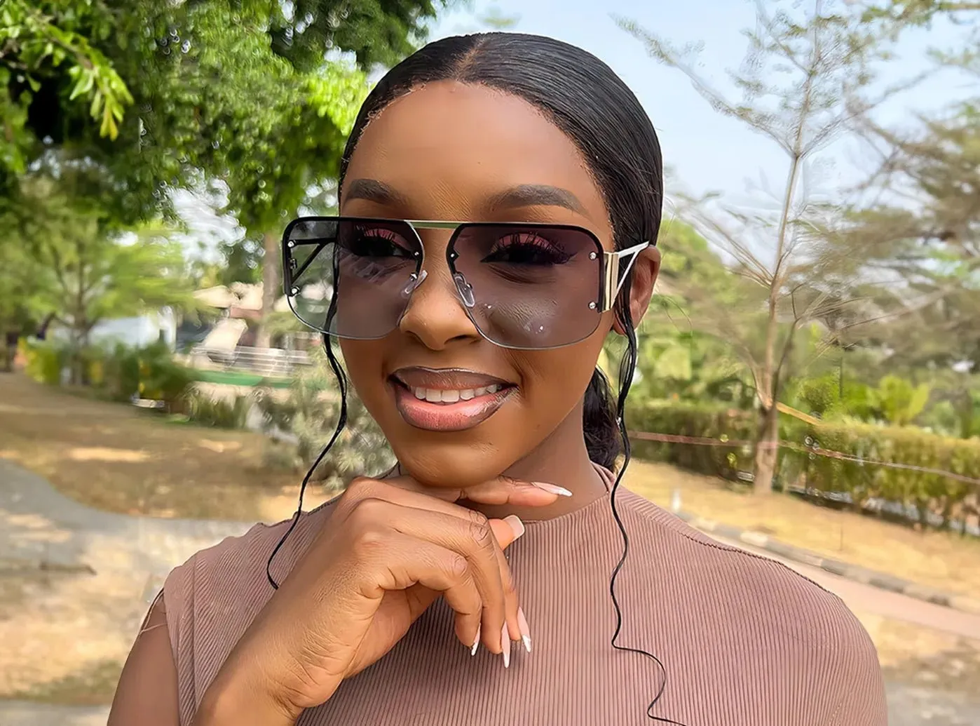 FitVille Premium Metal Semi-Rimless Sunglasses sold by FitVille product image thumbnail 4