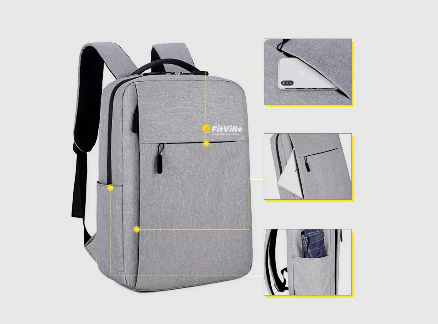 FitVille Laptop Backpack sold by FitVille product image thumbnail 3