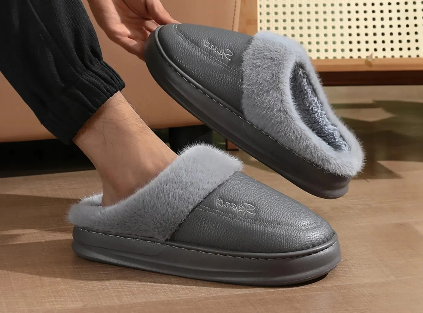 FitVille Men's Waterproof Winter Slippers sold by FitVille product image thumbnail 3