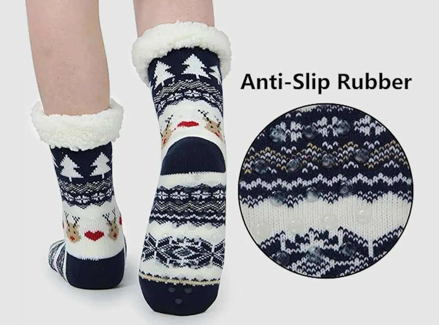 FitVille Women's Fur-lined Christmas Floor Socks sold by FitVille product image thumbnail 3