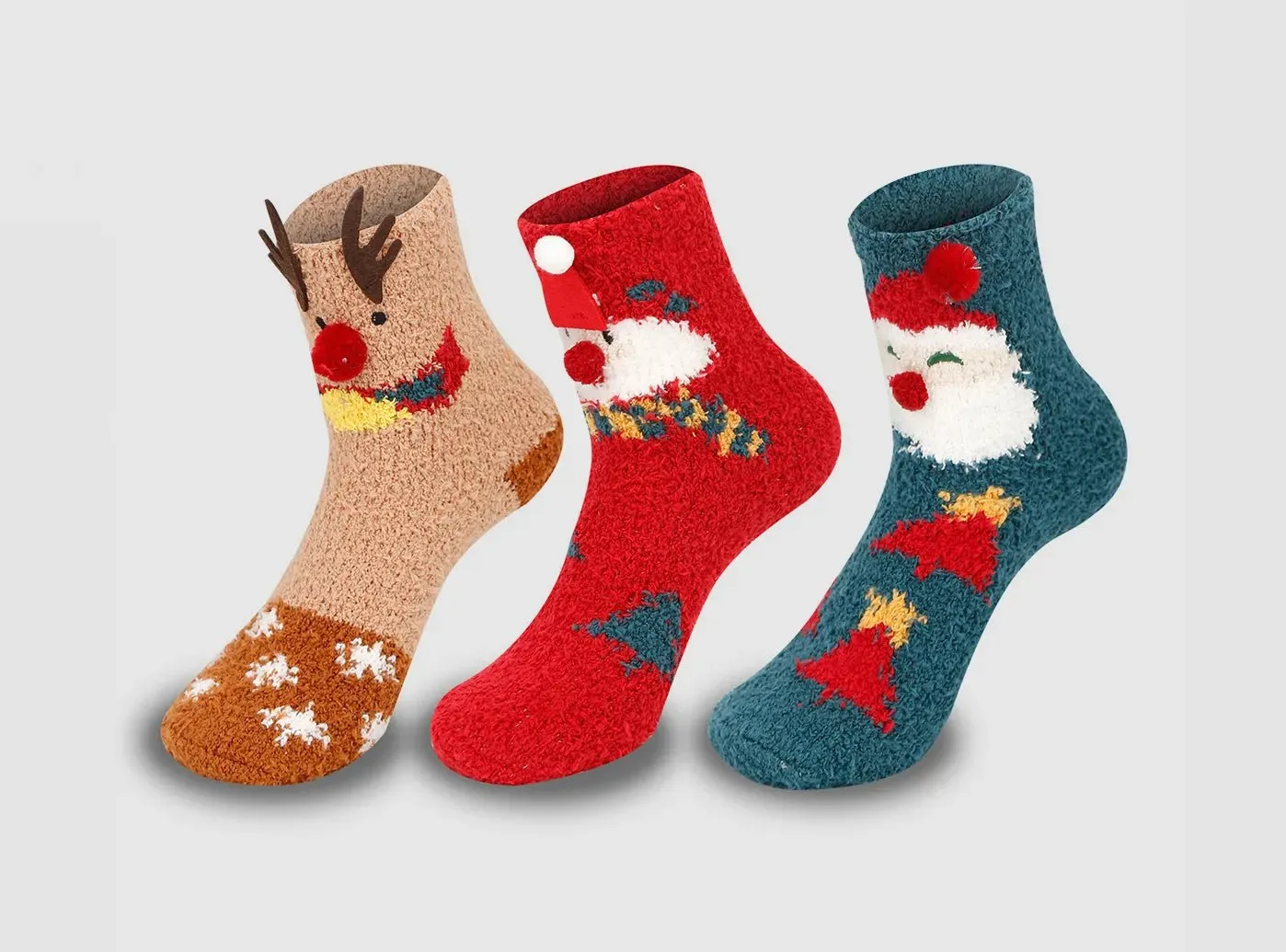 FitVille Women's Fuzzy Christmas Socks V2-3-Pack sold by FitVille