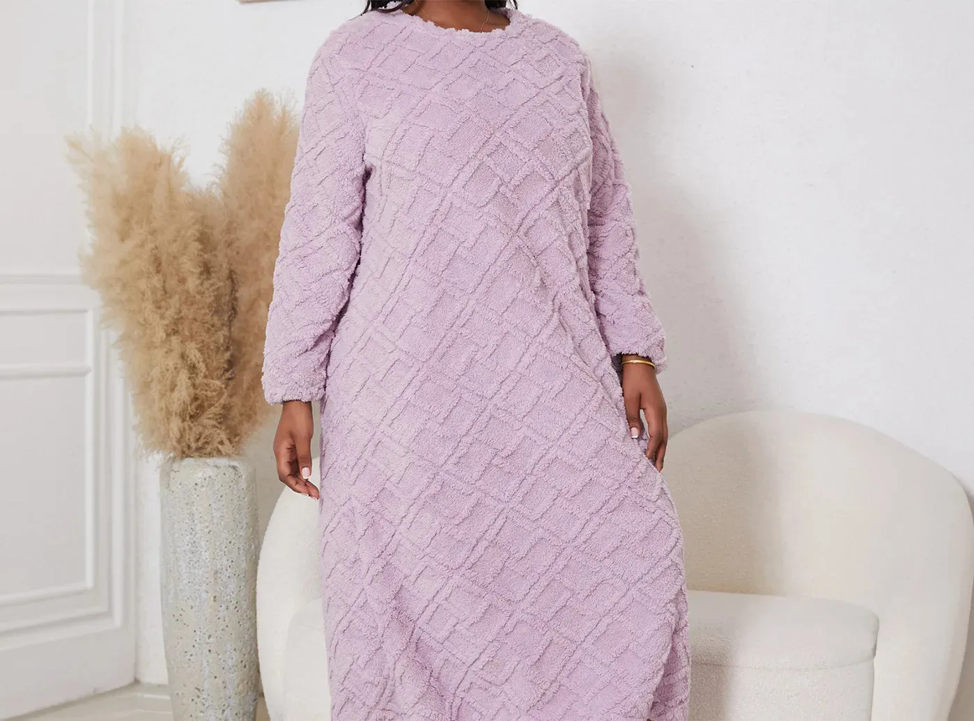 FitVille Women's Cozy Long Sleeve Pajama Dress sold by FitVille product image thumbnail 4