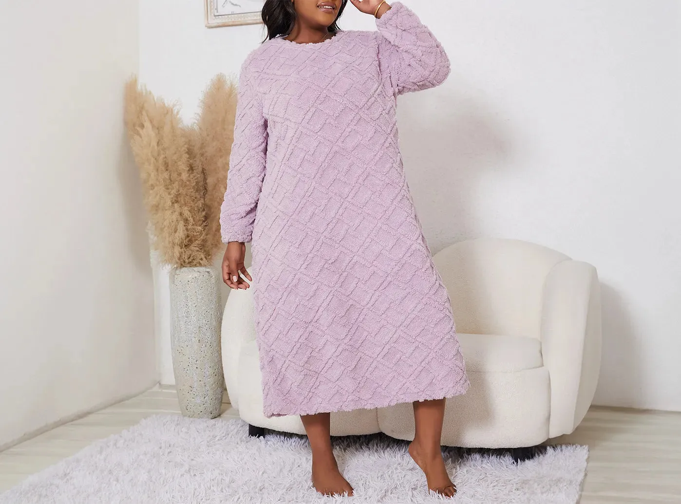 FitVille Women's Cozy Long Sleeve Pajama Dress sold by FitVille product image thumbnail 2