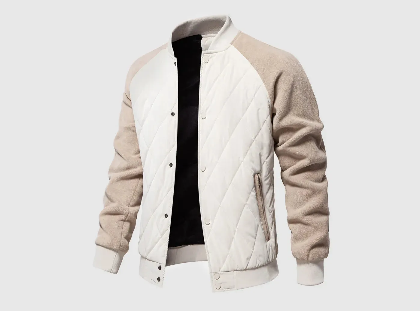 FitVille Men's Patchwork Fleece-Lined Bomber Jacket sold by FitVille product image thumbnail 4