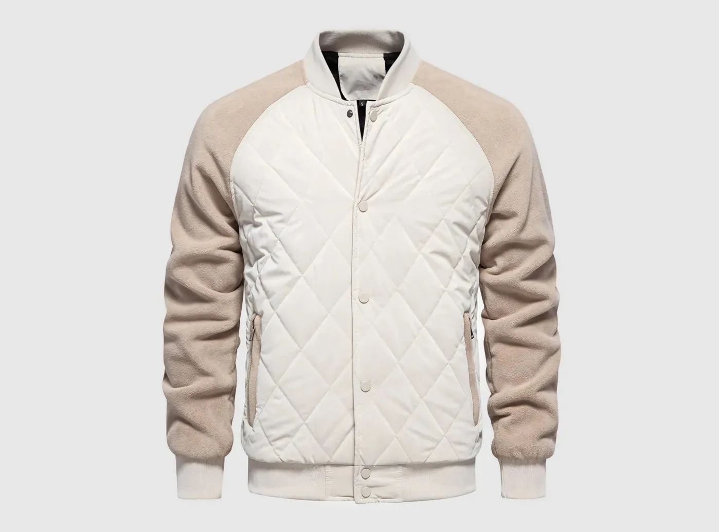 FitVille Men's Patchwork Fleece-Lined Bomber Jacket sold by FitVille product image thumbnail 3