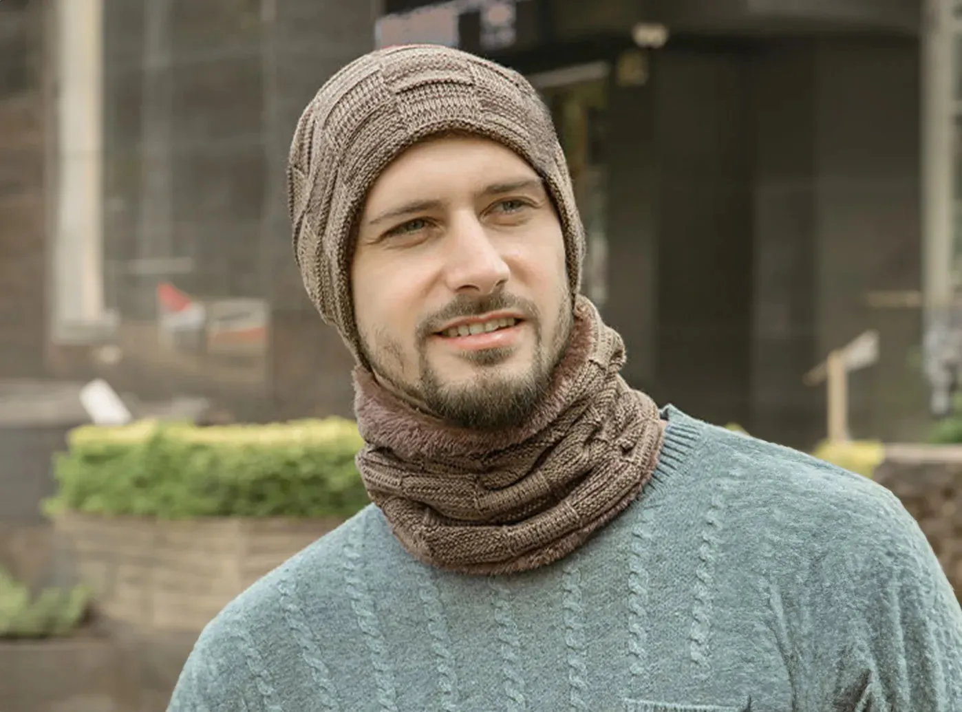 FitVille Men's Winter Beanie Hat and Scarf Set sold by FitVille product image thumbnail 2