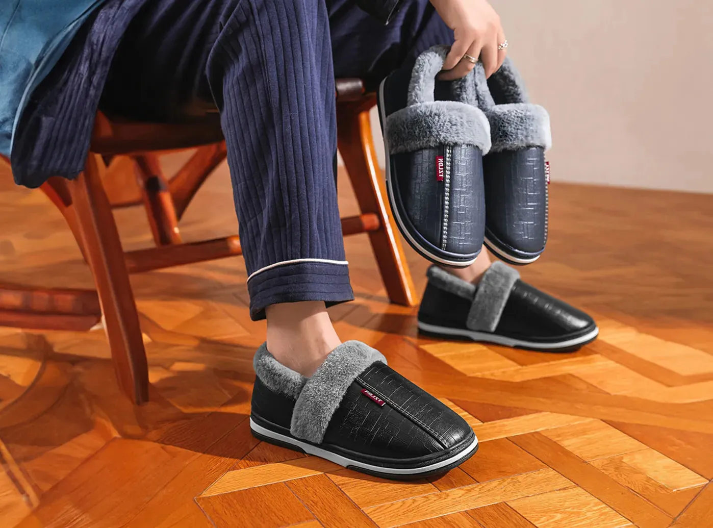 FitVille Men's Leather Loafer Slippers sold by FitVille product image thumbnail 2