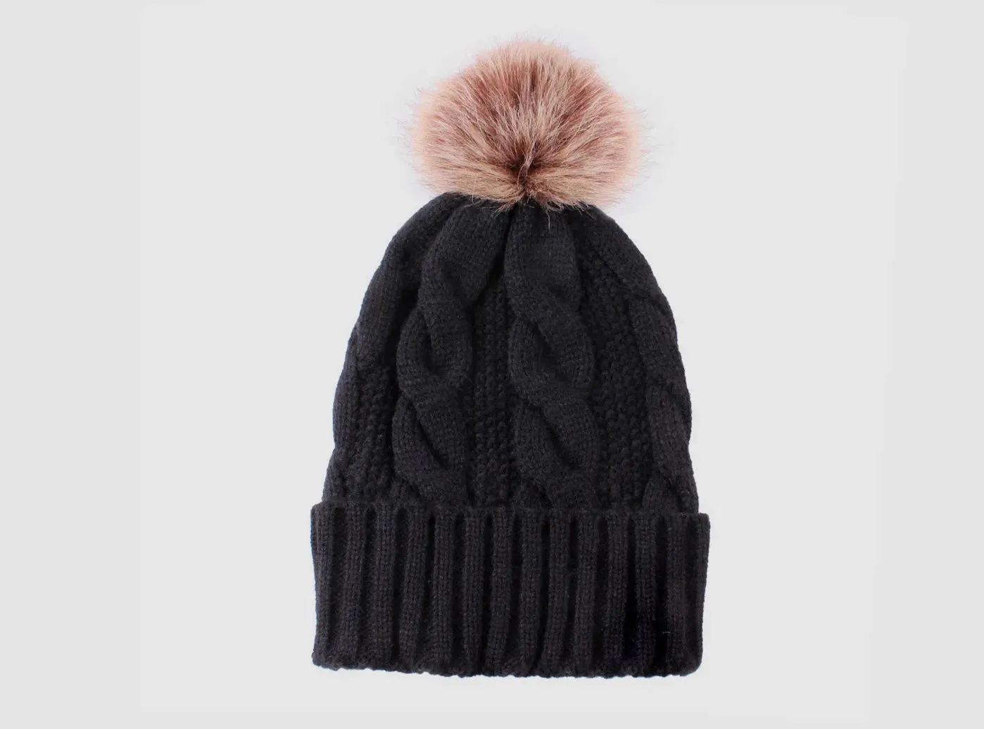 FitVille Women's Knit Beanie with Faux Fur Pom Pom sold by FitVille product image thumbnail 3