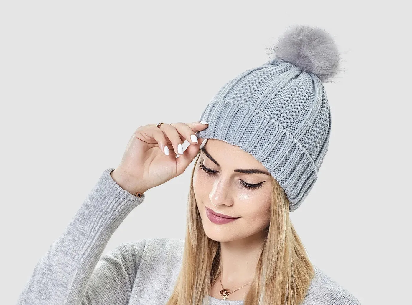 FitVille Women's Pom-Pom Knit Beanie sold by FitVille product image thumbnail 3