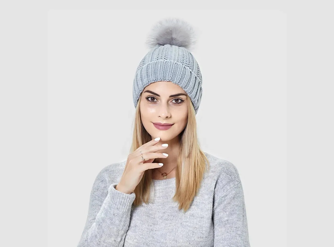 FitVille Women's Pom-Pom Knit Beanie sold by FitVille product image thumbnail 2