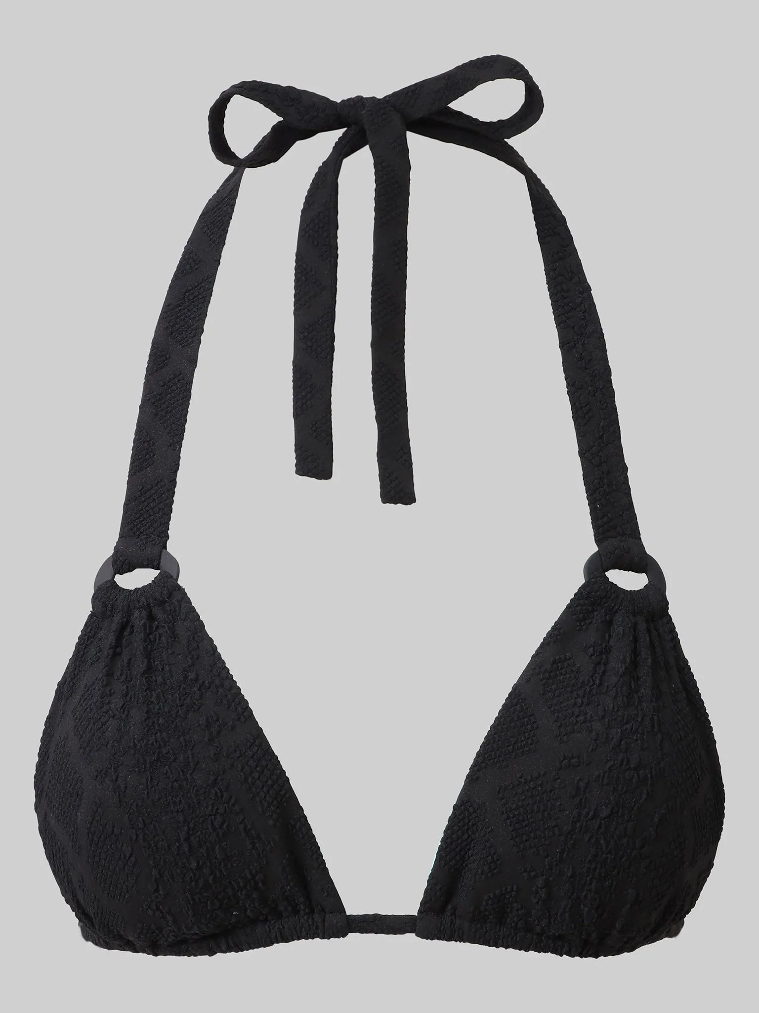 The Tamarama Triangle Bikini Top - Black Textured Rivulet Jacquard sold by Baiah product image thumbnail 4