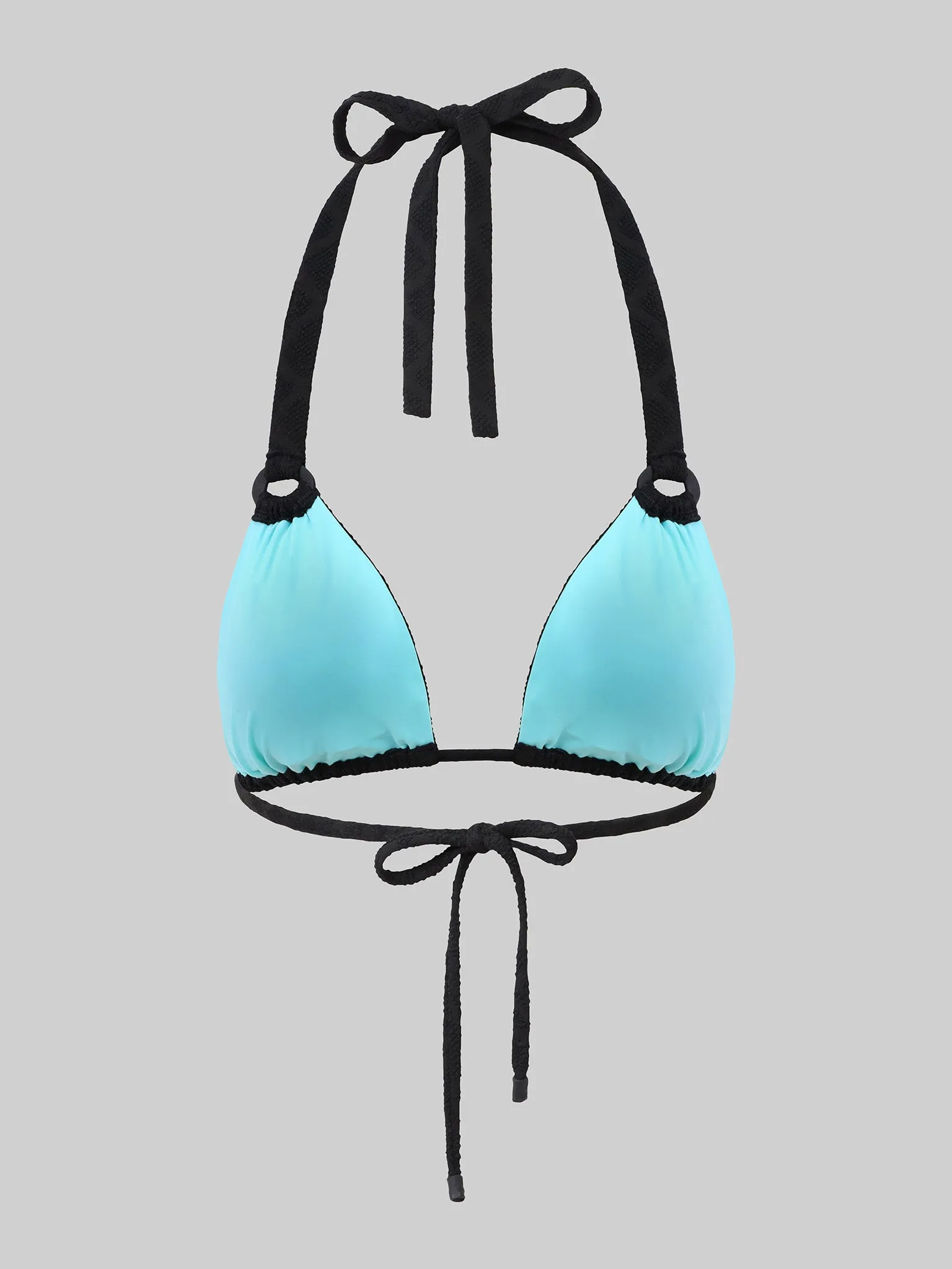The Tamarama Triangle Bikini Top - Black Textured Rivulet Jacquard sold by Baiah product image thumbnail 5