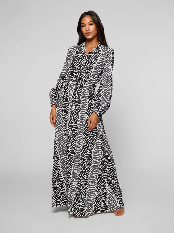 The Taillat Dress - Zebra Leaf Print sold by Baiah