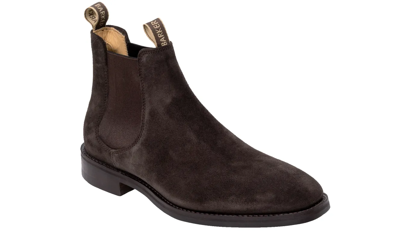 Sutton - Dark Brown Suede sold by Barker Shoes