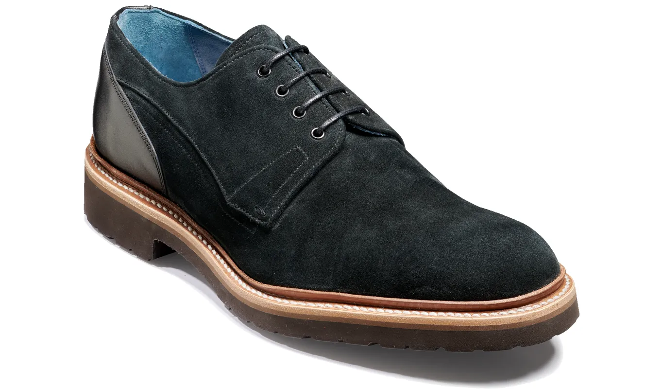 Harlem - Black Suede / Black Calf sold by Barker Shoes