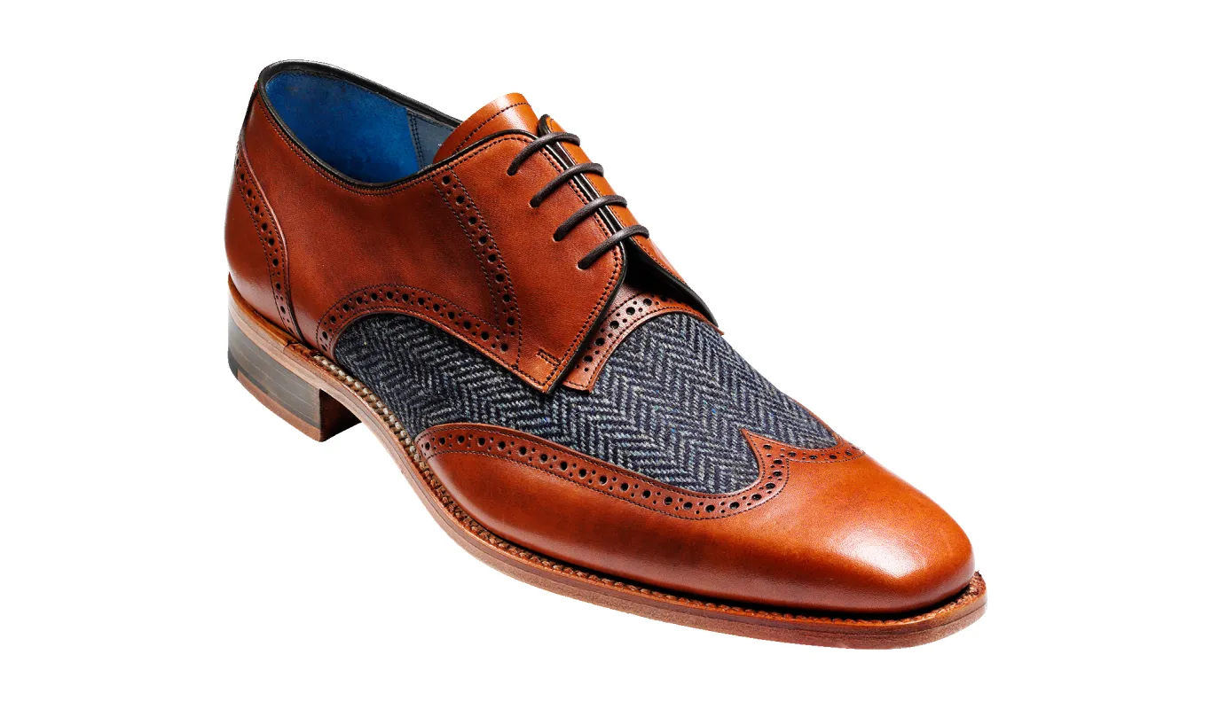 Jackson - Cedar Calf / Blue Tweed sold by Barker Shoes