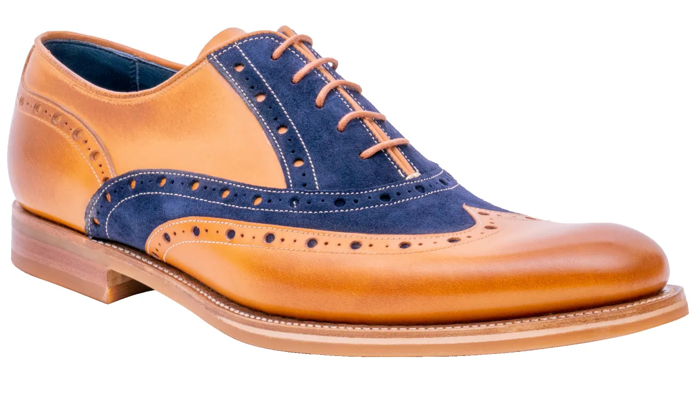Abingdon - Cedar Calf/Navy Suede sold by Barker Shoes