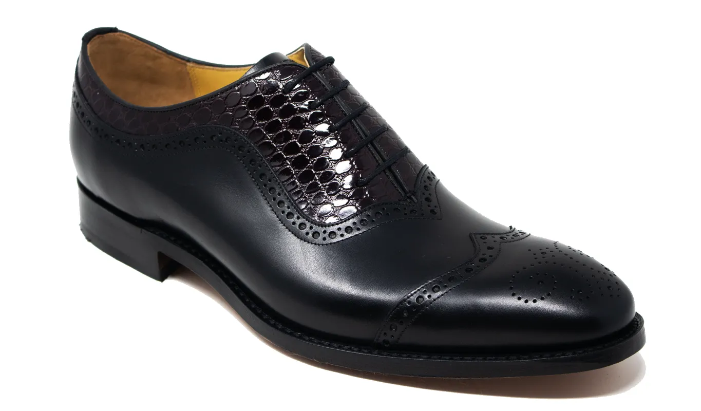 Nicholas - Black Calf Burg Alligator sold by Barker Shoes