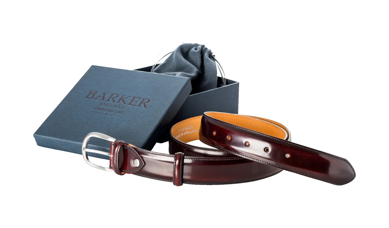 Plain Belt - Burgundy Hi-Shine sold by Barker Shoes