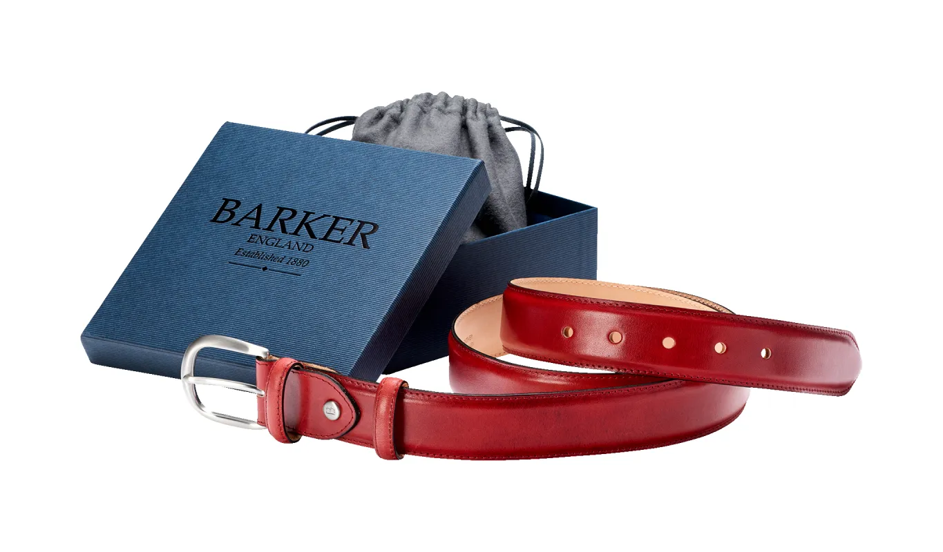 Plain Belt - Red Hand Painted sold by Barker Shoes
