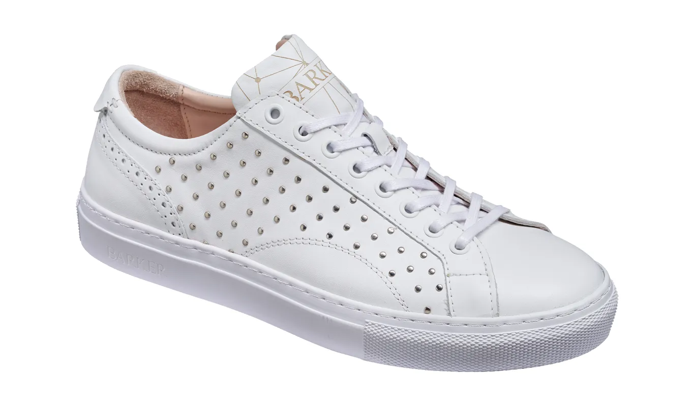 Isla - White Calf / Studs sold by Barker Shoes