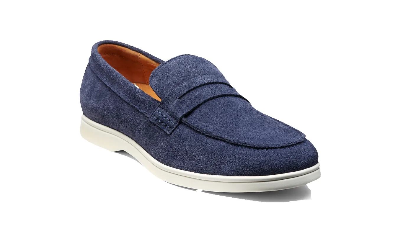 Santiago - Navy Suede White Sole sold by Barker Shoes