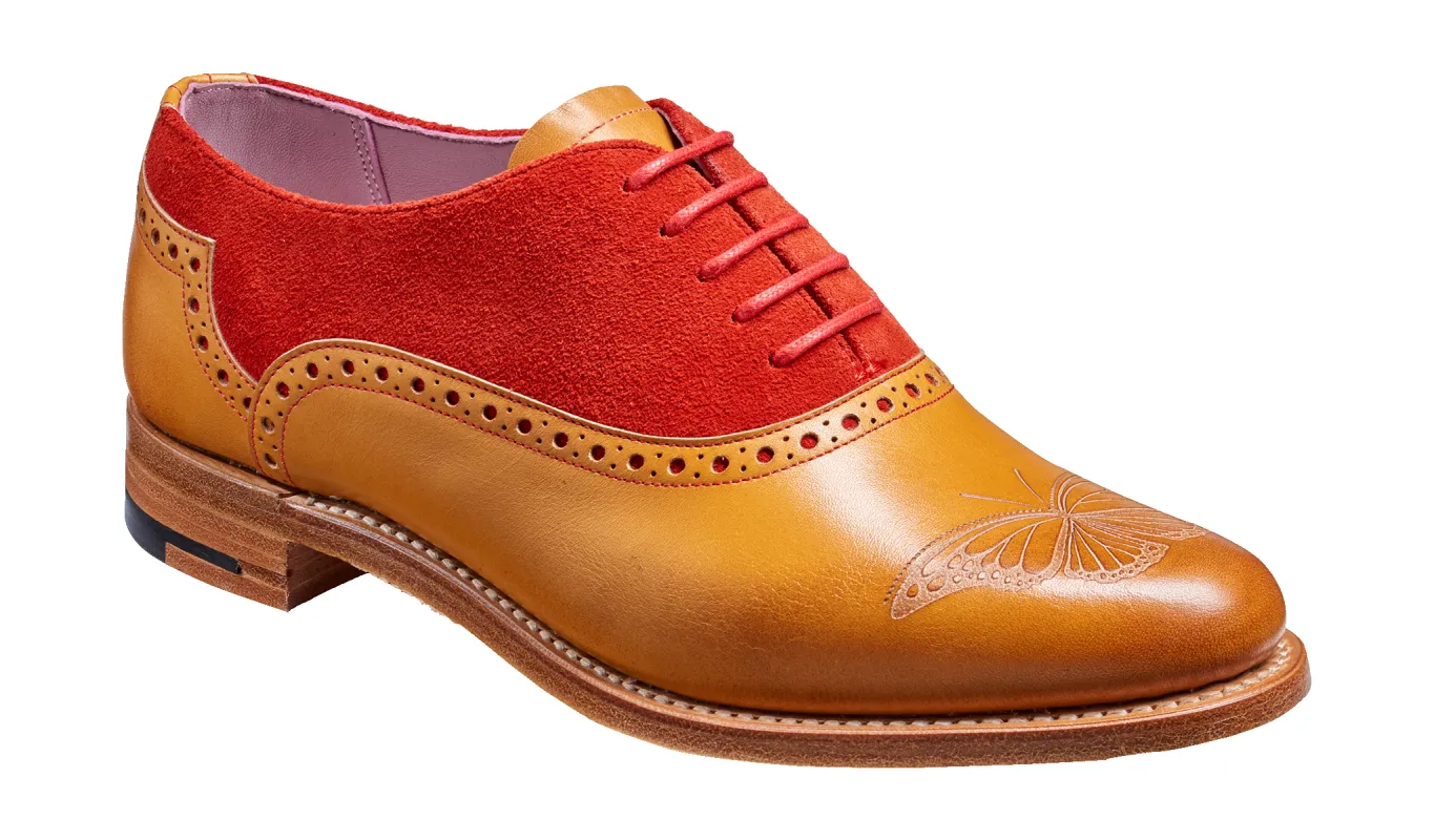 Gwen - Cedar Calf / Red Suede sold by Barker Shoes