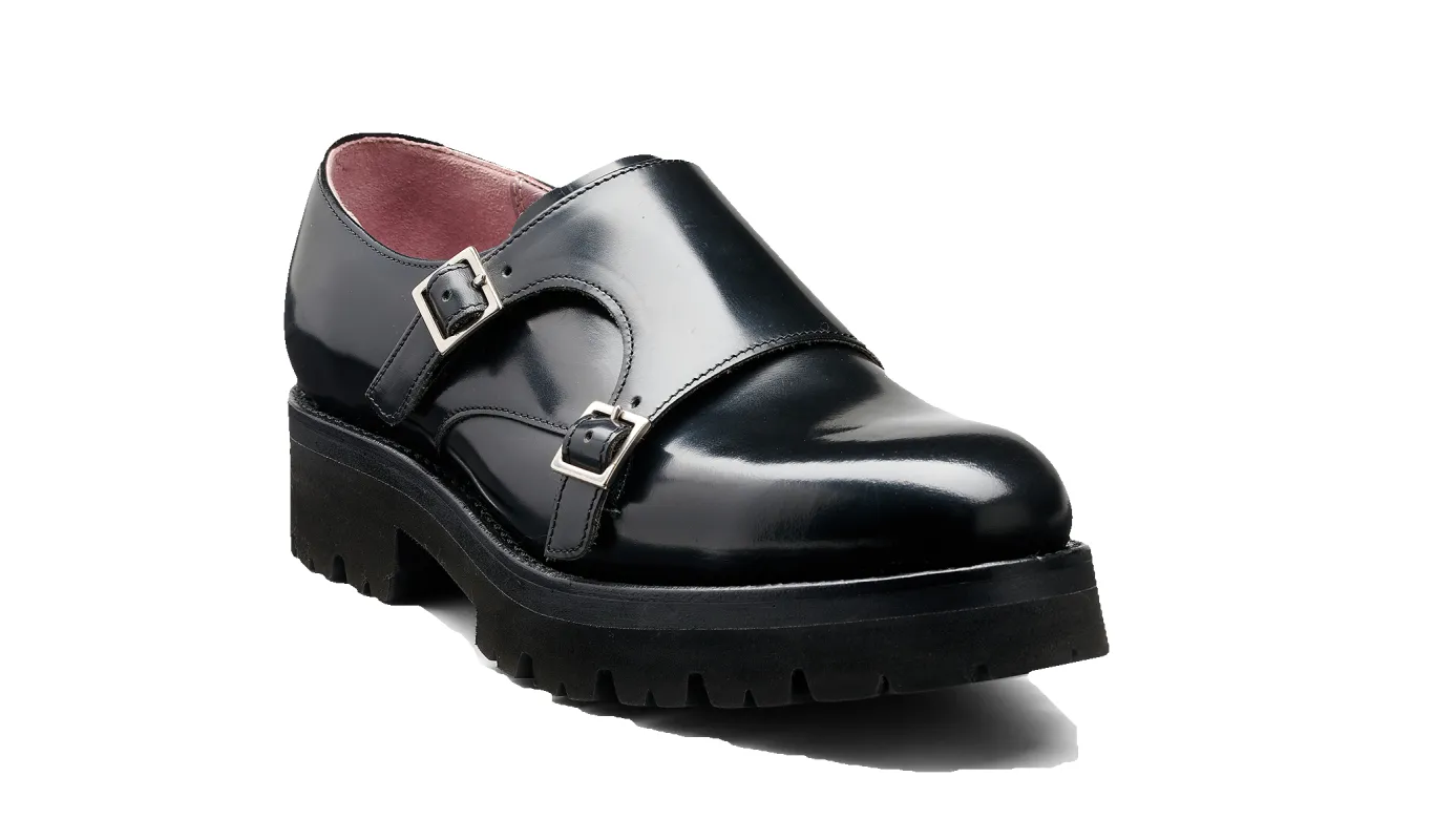 Sandie - Black Hi-Shine sold by Barker Shoes