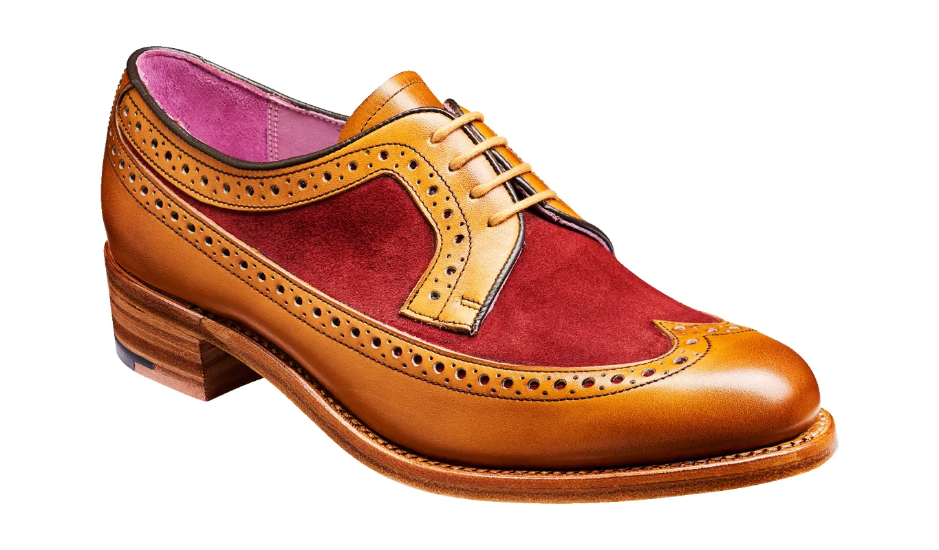 Abbey - Cedar Calf / Burgundy Suede made by Barker Shoes