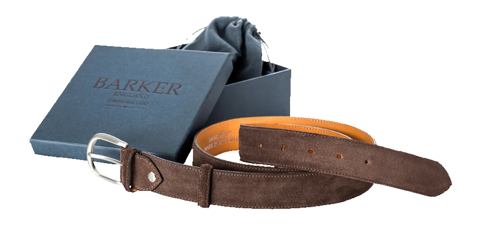 Plain Belt - Burnt Oak Suede made by Barker Shoes