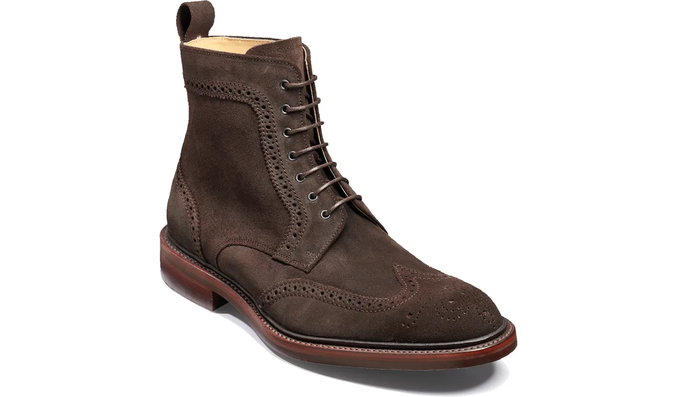 Calder - Chocolate Burnish Suede sold by Barker Shoes