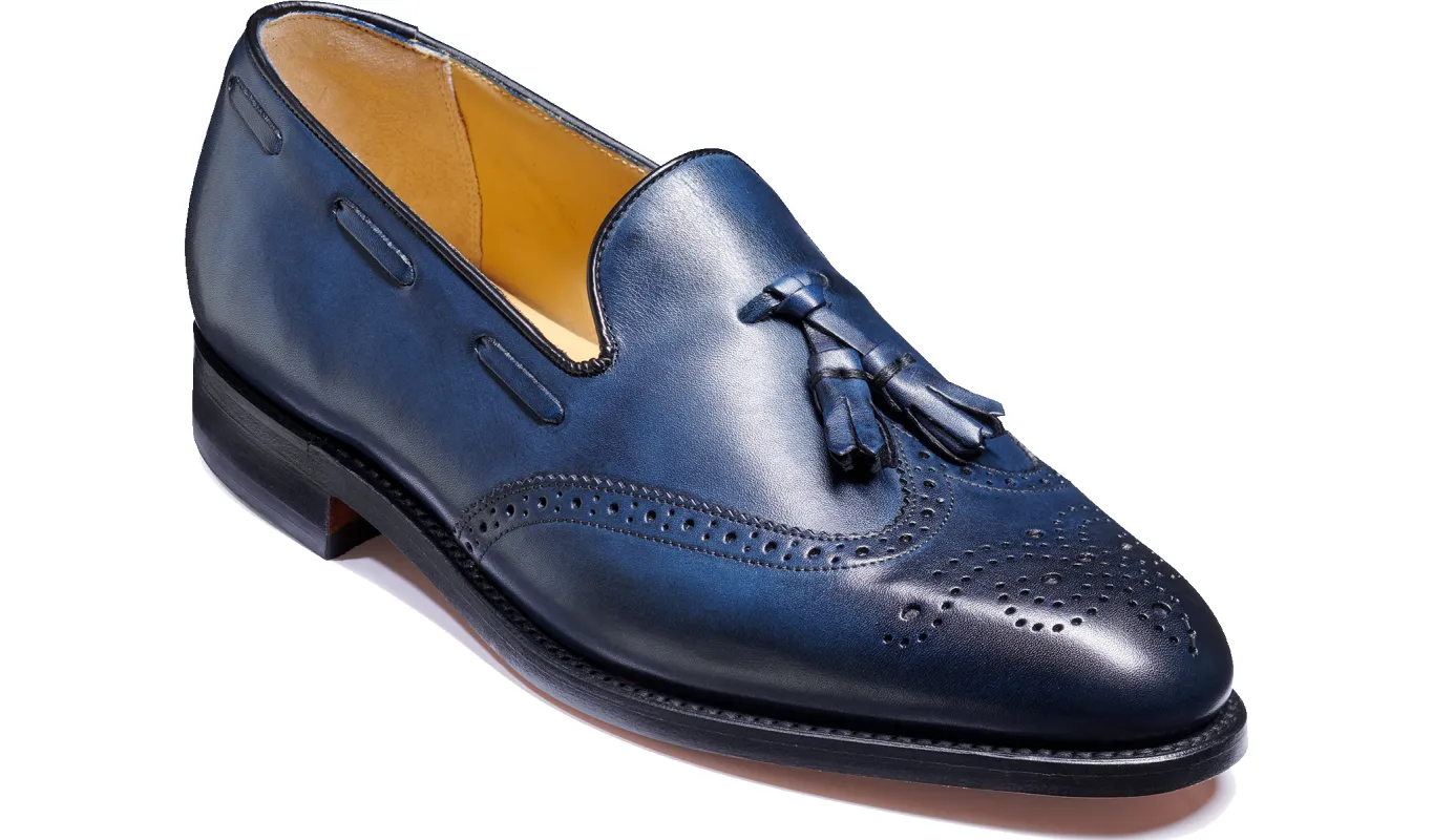 Clive - Navy Hand Painted sold by Barker Shoes