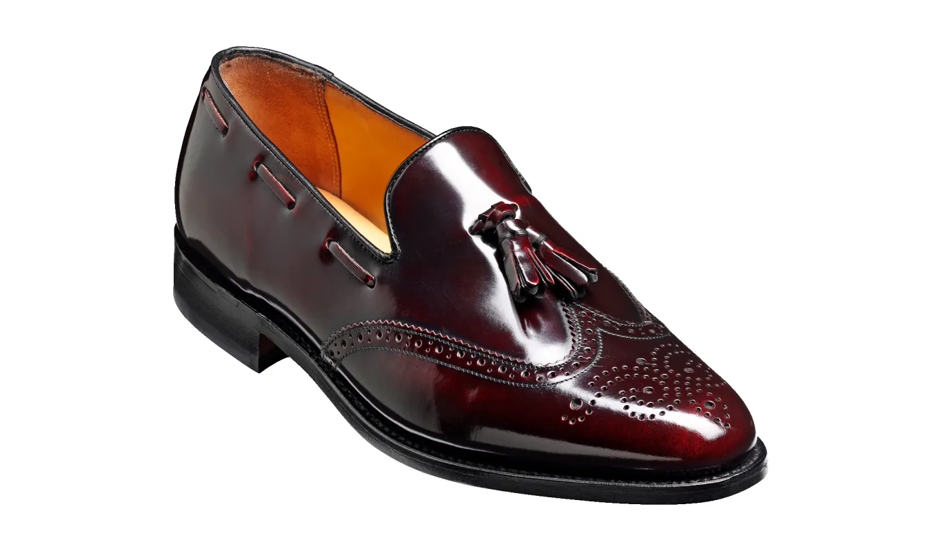 Clive - Burgundy Hi-Shine sold by Barker Shoes