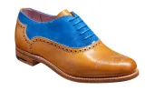 Gwen - Cedar Calf / Sky Blue Suede sold by Barker Shoes