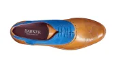 Gwen - Cedar Calf / Sky Blue Suede sold by Barker Shoes
