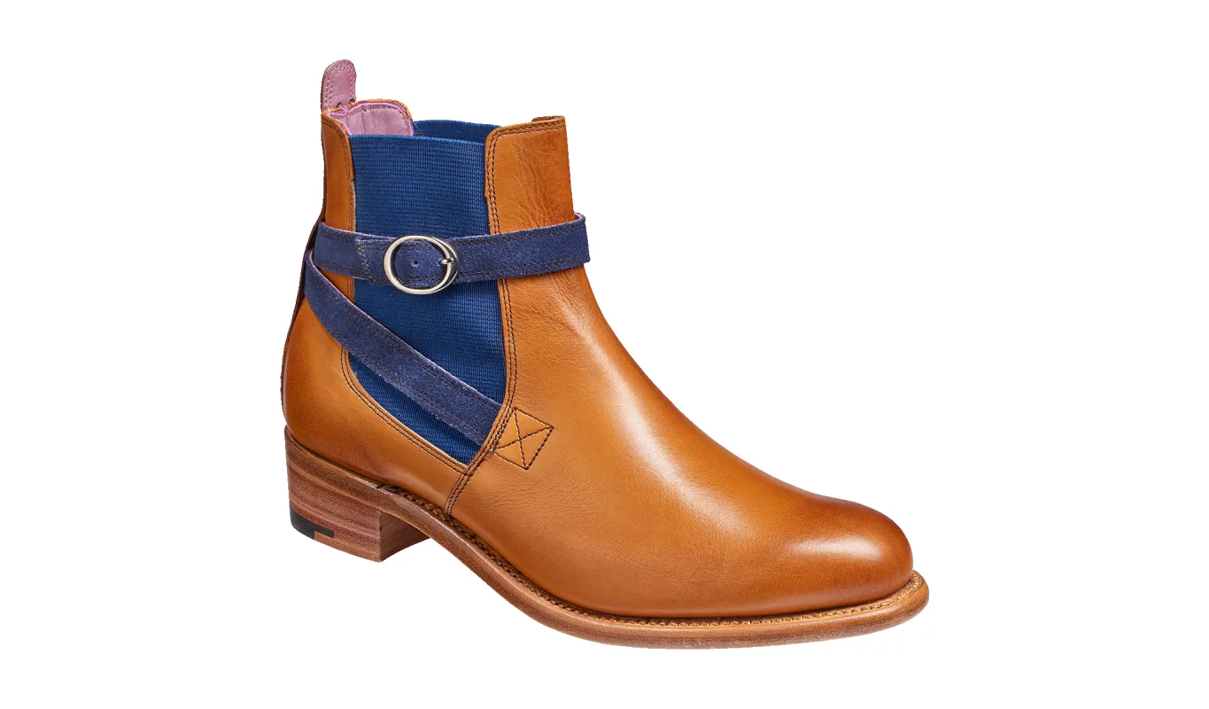 Alexandra - Cedar Calf / Blue Strap sold by Barker Shoes