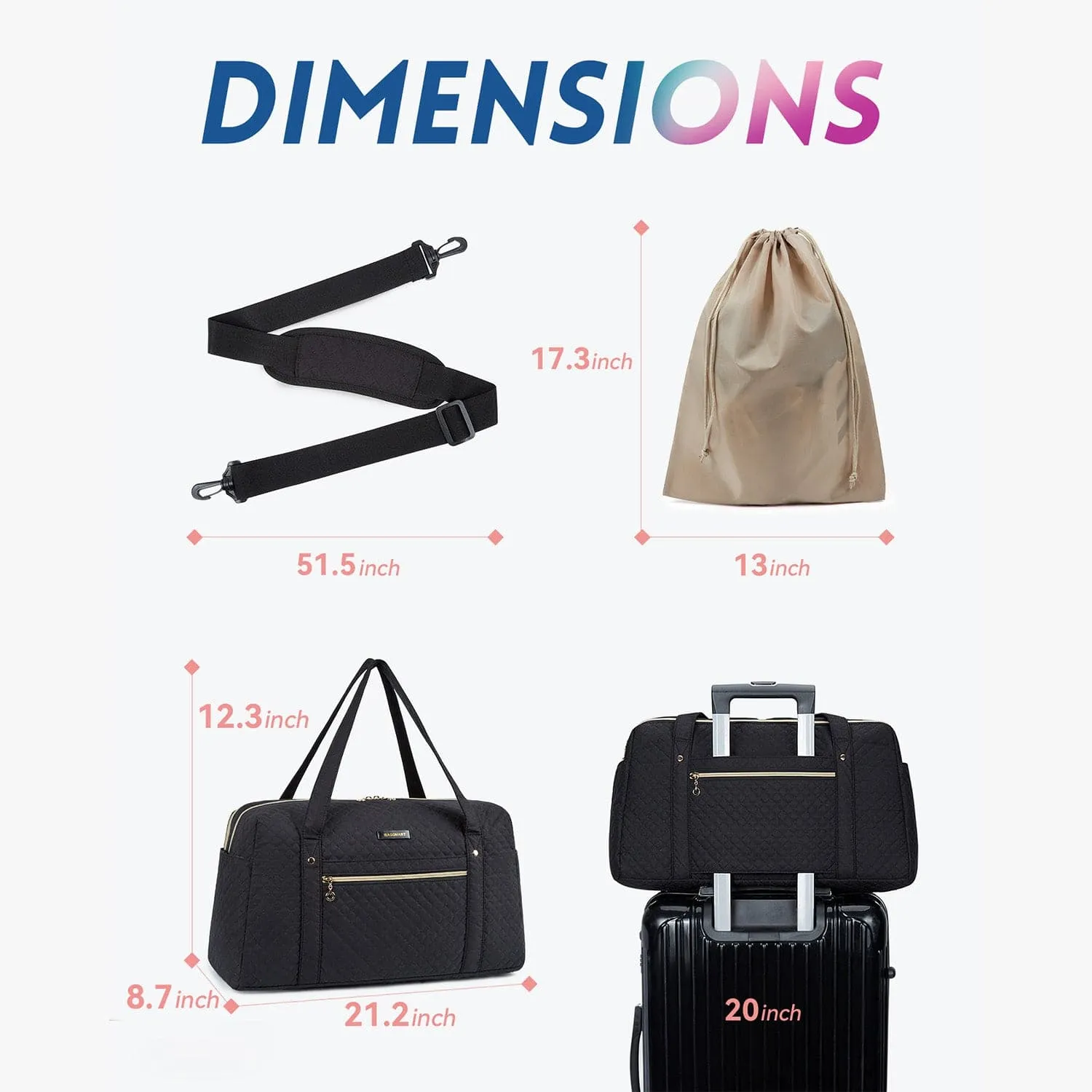 Overnight Bag Large with Shoe Bag sold by Bagsmart product image thumbnail 4