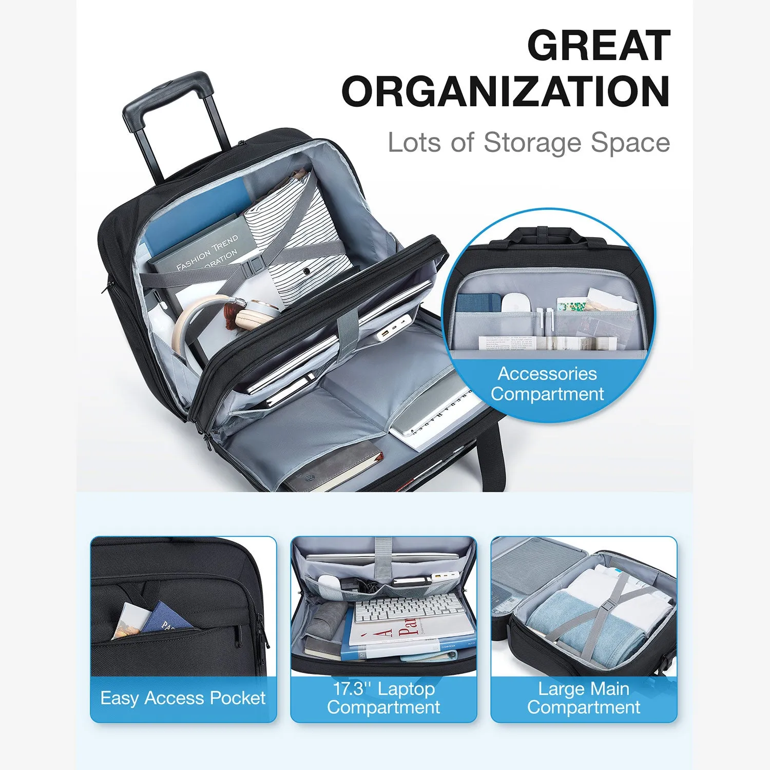 Motiv 17.3 Inch Rolling Laptop Suitcase sold by Bagsmart product image thumbnail 3