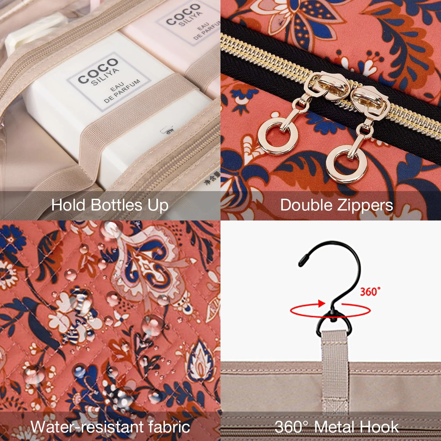 Bonchemin Red Floral The Space Saver Toiletry Bag sold by Bagsmart product image thumbnail 3